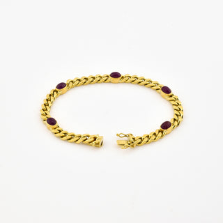 FBM Rubinarmband aus 750 Gelbgold, nachhaltiger second hand Schmuck perfekt aufgearbeitet