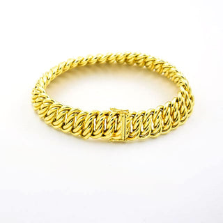 FBM Doppelpanzerarmband aus 585 Gelbgold, nachhaltiger second hand Schmuck perfekt aufgearbeitet