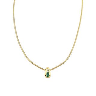 FBM Kette mit Smaragdanhänger aus 585 Gelbgold mit Brillant, nachhaltiger second-hand Schmuck perfekt aufgearbeitet