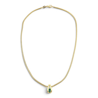 FBM Kette mit Smaragdanhänger aus 585 Gelbgold mit Brillant, nachhaltiger second-hand Schmuck perfekt aufgearbeitet