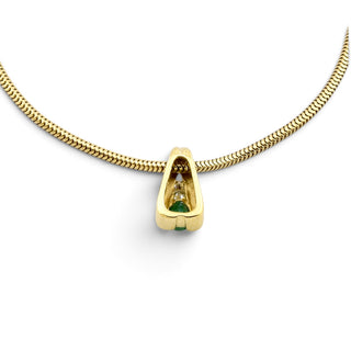 FBM Kette mit Smaragdanhänger aus 585 Gelbgold mit Brillant, nachhaltiger second-hand Schmuck perfekt aufgearbeitet