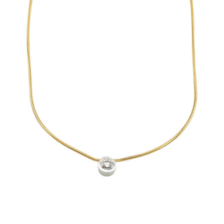 FBM Kette mit Anhänger aus 750 Gelb- und Weißgold mit Brillant, nachhaltiger second-hand Schmuck perfekt aufgearbeitet