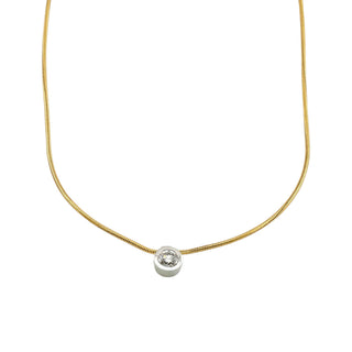 FBM Kette mit Anhänger aus 750 Gelb- und Weißgold mit Brillant, nachhaltiger second-hand Schmuck perfekt aufgearbeitet