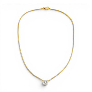FBM Kette mit Anhänger aus 750 Gelb- und Weißgold mit Brillant, nachhaltiger second-hand Schmuck perfekt aufgearbeitet