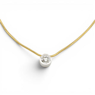 FBM Kette mit Anhänger aus 750 Gelb- und Weißgold mit Brillant, nachhaltiger second-hand Schmuck perfekt aufgearbeitet
