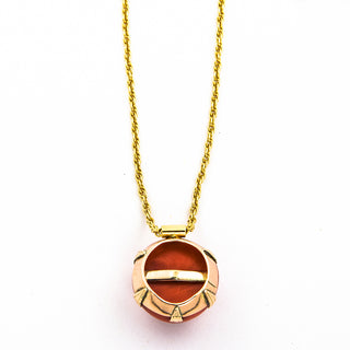 FBM Kette mit Anhänger aus 585 Gelbgold mit Koralle, nachhaltiger second hand Schmuck perfekt aufgearbeitet