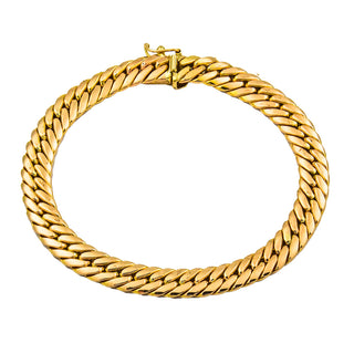 Flachpanzerarmband aus 585 Gelbgold, 19cm, nachhaltiger second hand Schmuck perfekt aufgearbeitet