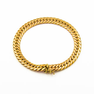 Flachpanzerarmband aus 585 Gelbgold, 19cm, nachhaltiger second hand Schmuck perfekt aufgearbeitet