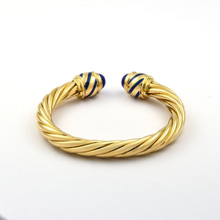 Gay Frères Armreif aus 750 Gelbgold mit Lapislazuli, nachhaltiger second hand Schmuck perfekt aufgearbeitet