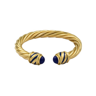 Gay Frères Armreif aus 750 Gelbgold mit Lapislazuli, nachhaltiger second hand Schmuck perfekt aufgearbeitet