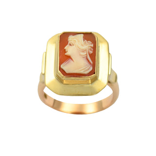 Ring aus 585 Gelbgold mit Kamee/Gemme, nachhaltiger second hand Schmuck perfekt aufgearbeitet