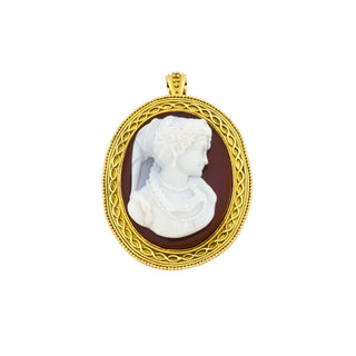 Anhänger/Brosche aus 15 kt Gelbgold mit Kamee/Gemme, nachhaltiger second hand Schmuck perfekt aufgearbeitet