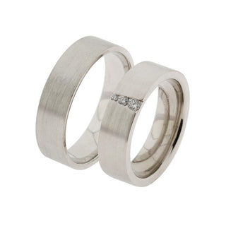 Gerstner Trauringe aus 585 Weißgold mit Brillant, nachhaltiger second hand Schmuck perfekt aufgearbeitet