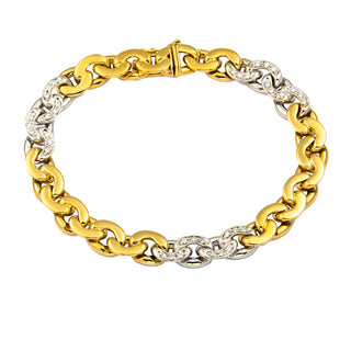 Brillantgliederarmband aus 750 Gelb- und Weißgold, nachhaltiger second hand Schmuck perfekt aufgearbeitet