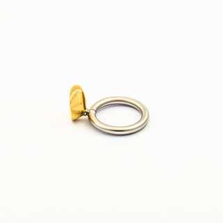 Pur Ring Goldblüte aus 750 Edelstahl/Gold mit synth. Stein, nachhaltiger second hand Schmuck perfekt aufgearbeitet
