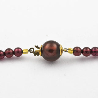 Granatkette mit Zwischenteilen aus 585 Gelbgold, 44 cm, hochwertiger second hand Schmuck perfekt aufgearbeitet