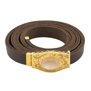 Gürtel aus 585 Gelbgold mit Mondstein, hochwertiger second hand Schmuck perfekt aufgearbeitet