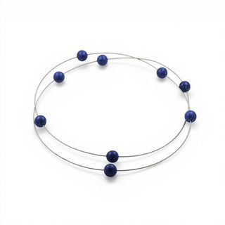 Halskette aus Edelstahl mit Lapislazuli, nachhaltiger second hand Schmuck perfekt aufgearbeitet