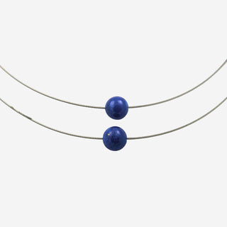 Halskette aus Edelstahl mit Lapislazuli, nachhaltiger second hand Schmuck perfekt aufgearbeitet