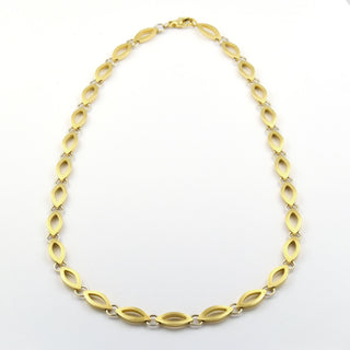 Halskette aus 585 Gelb- und Weißgold, nachhaltiger second hand Schmuck perfekt aufgearbeitet