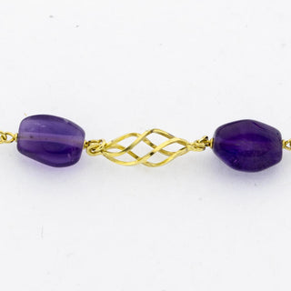 Halskette aus 585 Gelbgold mit Amethyst, nachhaltiger second hand Schmuck perfekt aufgearbeitet