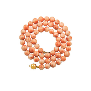 Korallenkette mit Schließe aus 585 Gelbgold, nachhaltiger second hand Schmuck perfekt aufgearbeitet