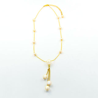 Perlenkette aus 750 Gelbgold mit Brillant, nachhaltiger second hand Schmuck perfekt aufgearbeitet