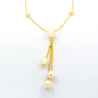 Perlenkette aus 750 Gelbgold mit Brillant, nachhaltiger second hand Schmuck perfekt aufgearbeitet