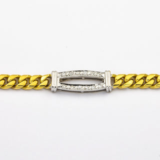 Halskette aus 750 Gelb- und Weißgold mit Brillanten, 45 cm, hochwertiger second hand Schmuck perfekt aufgearbeitet