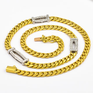 Halskette aus 750 Gelb- und Weißgold mit Brillanten, 45 cm, hochwertiger second hand Schmuck perfekt aufgearbeitet