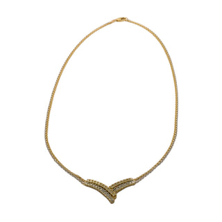 Brillantkette aus 585 Gelb- und Weißgold, nachhaltiger second hand Schmuck perfekt aufgearbeitet