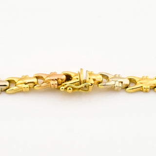 Halskette aus 750 Gelb-, Rosé- und Weißgold, nachhaltiger second hand Schmuck perfekt aufgearbeitet