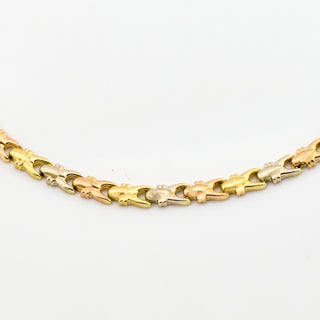 Halskette aus 750 Gelb-, Rosé- und Weißgold, nachhaltiger second hand Schmuck perfekt aufgearbeitet