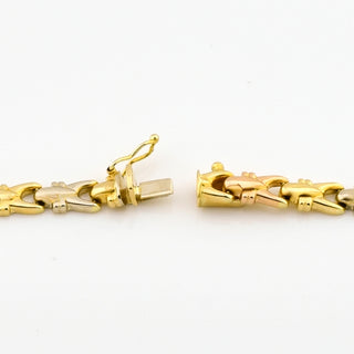 Halskette aus 750 Gelb-, Rosé- und Weißgold, nachhaltiger second hand Schmuck perfekt aufgearbeitet