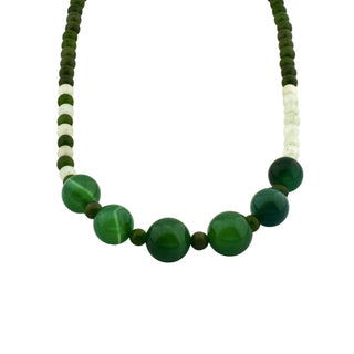 Halskette mit Jade, Quarz und Amazonit, nachhaltiger second hand Schmuck perfekt aufgearbeitet