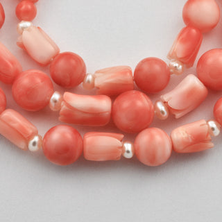 Korallenkette mit Perle und Kugelschließe aus 925 Silber, hochwertiger second hand Schmuck perfekt aufgearbeitet
