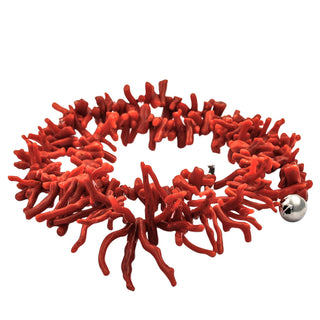 Korallenkette mit Schließe aus 925 Silber, 48 cm, hochwertiger second hand Schmuck perfekt aufgearbeitet