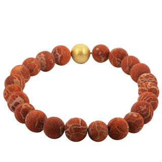 Korallenkette mit Schließe aus 750 Gelbgold, 42 cm, hochwertiger second hand Schmuck perfekt aufgearbeitet