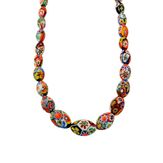 Halskette aus Muranoglas, Millefiori, Karabiner aus Silber, nachhaltiger second hand Schmuck perfekt aufgearbeitet
