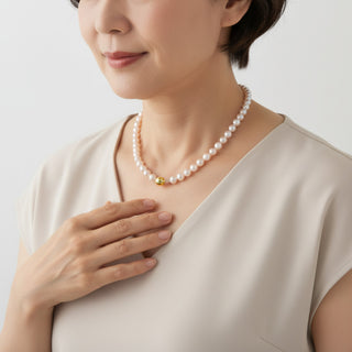 Perlenkette mit Schließe aus 585 Gelbgold, nachhaltiger second hand Schmuck perfekt aufgearbeitet