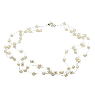 Perlenkette mit Schließe aus 925 Silber, nachhaltiger second hand Schmuck perfekt aufgearbeitet