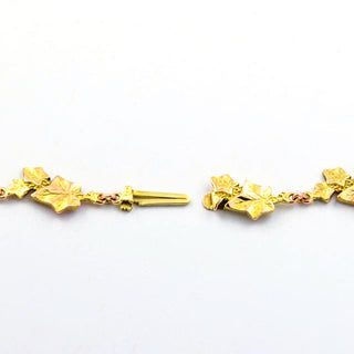 Halskette Weinblätter aus 585 Gelbgold mit Perle, nachhaltiger second hand Schmuck perfekt aufgearbeitet