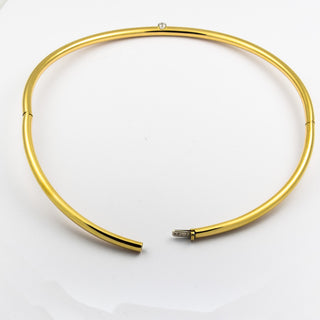 Halsreif aus 750 Gelb- und Weißgold mit Brillant, nachhaltiger second hand Schmuck perfekt aufgearbeitet