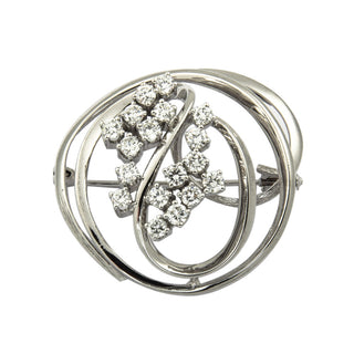 Hans D. Krieger Brosche aus 585 Weißgold mit Brillant, nachhaltiger second hand Schmuck perfekt aufgearbeitet