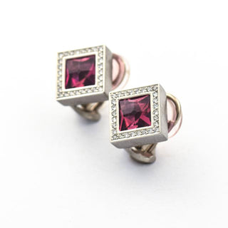 Henrich & Denzel Ohrclips aus 950 Platin mit Turmalin und Brillant, nachhaltiger second hand Schmuck perfekt aufgearbeitet