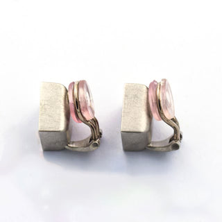 Henrich & Denzel Ohrclips aus 950 Platin mit Turmalin und Brillant, nachhaltiger second hand Schmuck perfekt aufgearbeitet