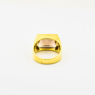 Herrenring aus 585 Gelbgold mit Rauchquarz, nachhaltiger second hand Schmuck perfekt aufgearbeitet