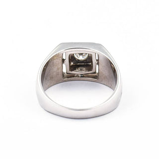 Herrenring aus 585 Weißgold mit Brillant, nachhaltiger second hand Schmuck perfekt aufgearbeitet