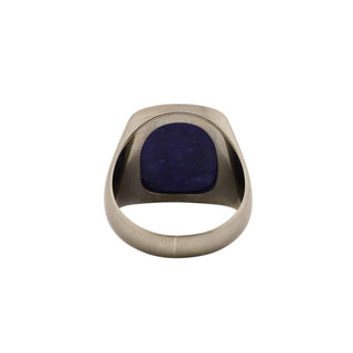 Herrenring aus 750 Weißgold mit Lapislazuli, nachhaltiger second hand Schmuck perfekt aufgearbeitet