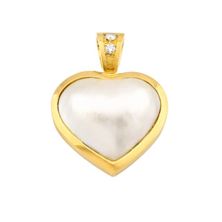 Perlenanhänger aus 750 Gelbgold mit Brillant, nachhaltiger second hand Schmuck perfekt aufgearbeitet